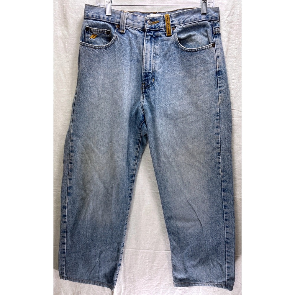 DKNY Jeans Performance Denim Mens 32 Light Wash Blue Straight Leg Y2K Streetwear